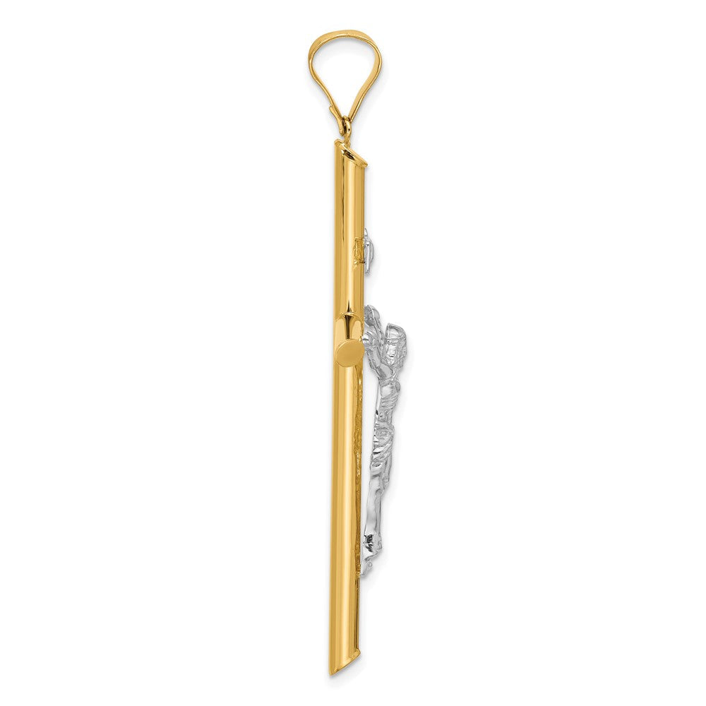 14K Bicolor Gold Polierter Jesus-Kruzifix-Anhänger