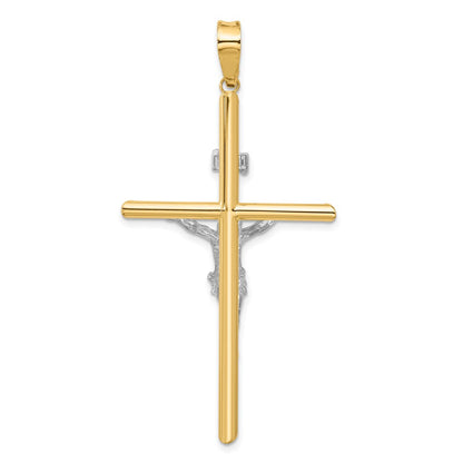 14K Bicolor Gold Polierter Jesus-Kruzifix-Anhänger