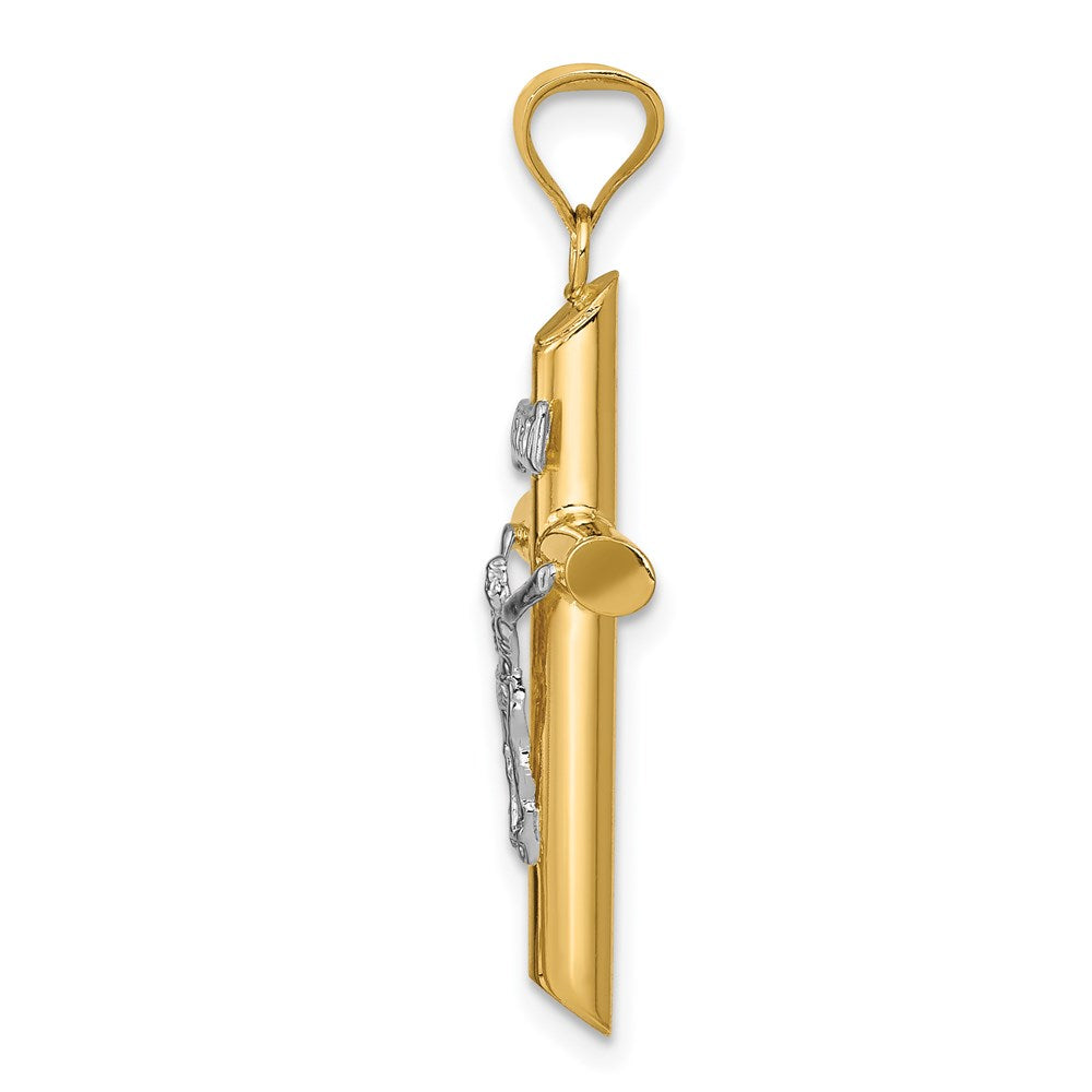 14K Bicolor Poliert Jesus Kruzifix Anhänger