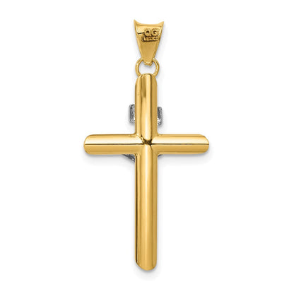 14K Bicolor Poliert Jesus Kruzifix Anhänger
