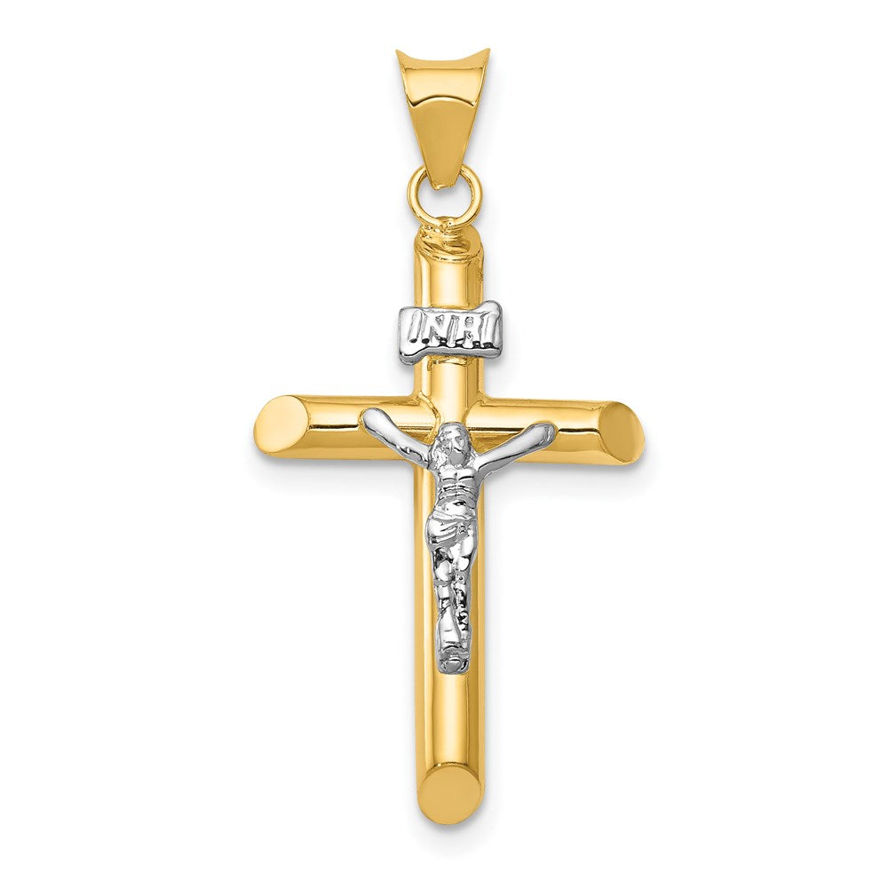 14K Bicolor Poliert Jesus Kruzifix Anhänger