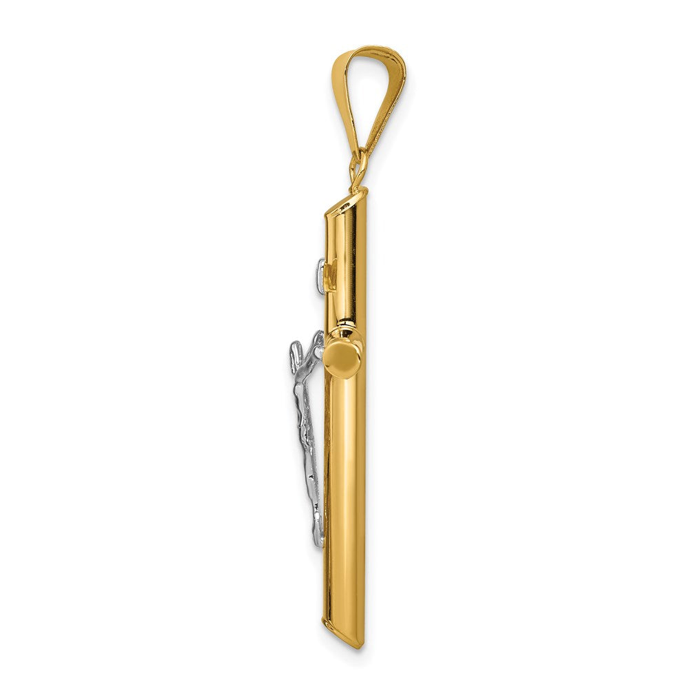14K Bicolor-Gold Polierter Jesus-Kruzifix-Anhänger