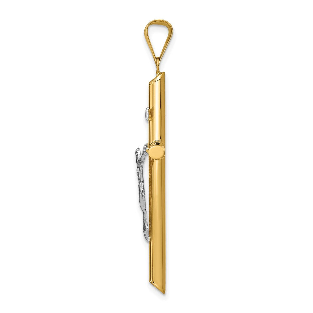 14K Bicolor-Gold Polierter Jesus-Kruzifix-Anhänger