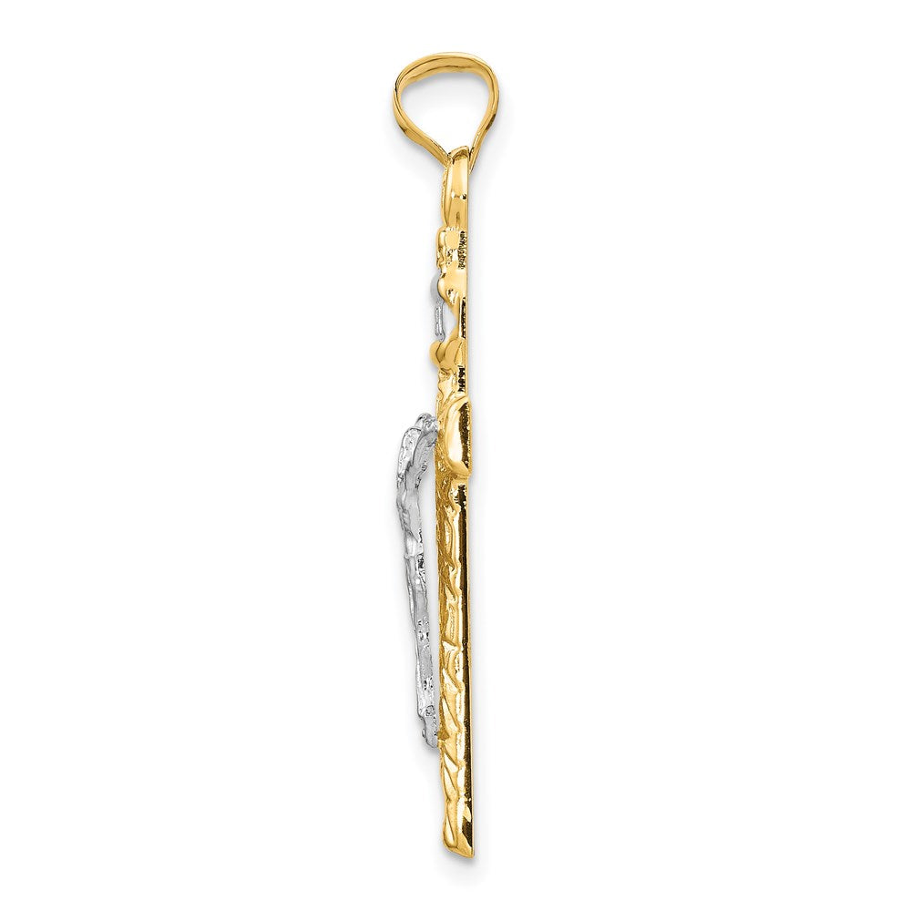 14K Bicolor und Rhodium Inri Kruzifix Anhänger