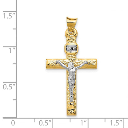14K Bicolor und Rhodium Inri Kruzifix Anhänger
