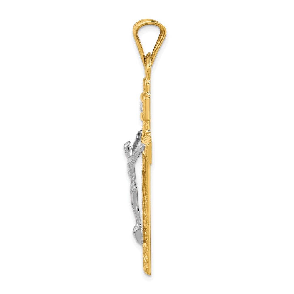 14K Bicolor-Gold (Bicolor-Gold mit Rhodium) Kruzifix-Anhänger
