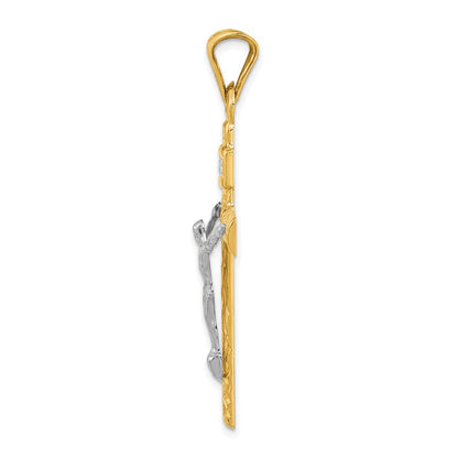 14K Bicolor-Gold (Bicolor-Gold mit Rhodium) Kruzifix-Anhänger