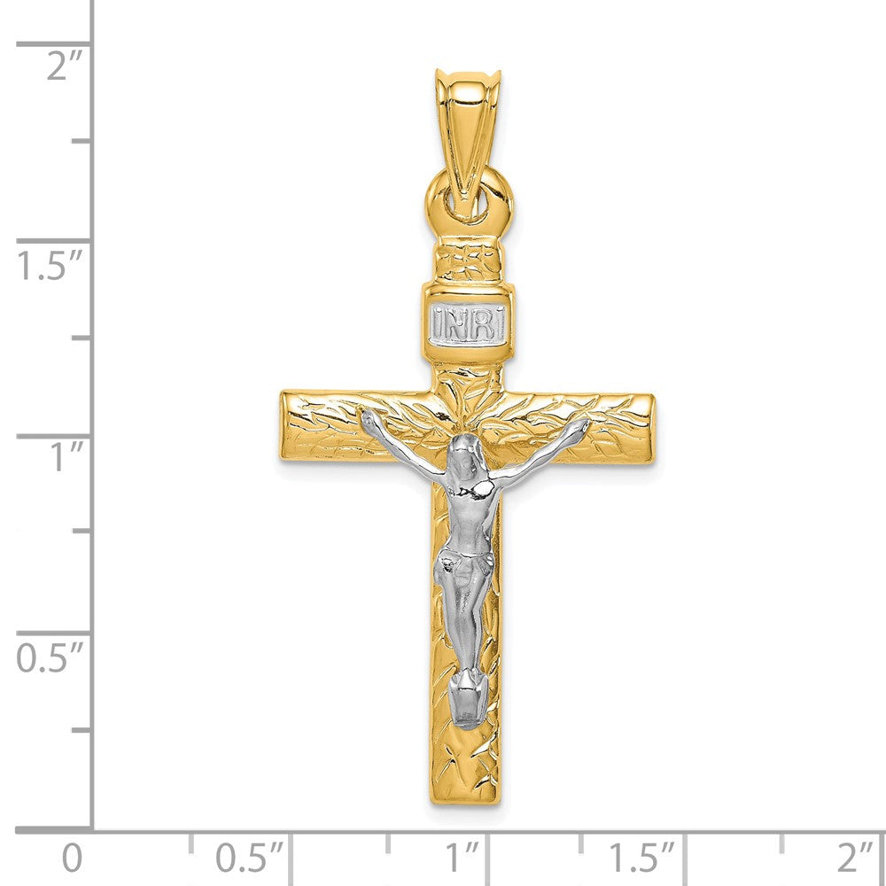 14K Bicolor-Gold (Bicolor-Gold mit Rhodium) Kruzifix-Anhänger