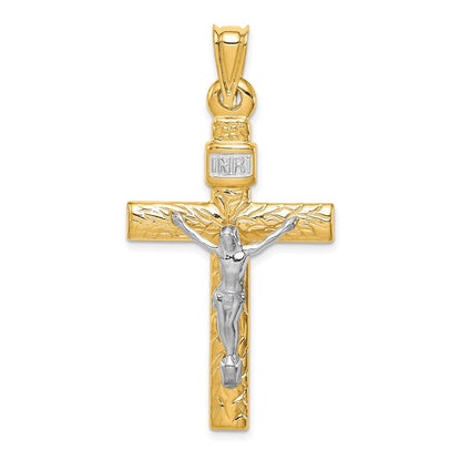 14K Bicolor-Gold (Bicolor-Gold mit Rhodium) Kruzifix-Anhänger