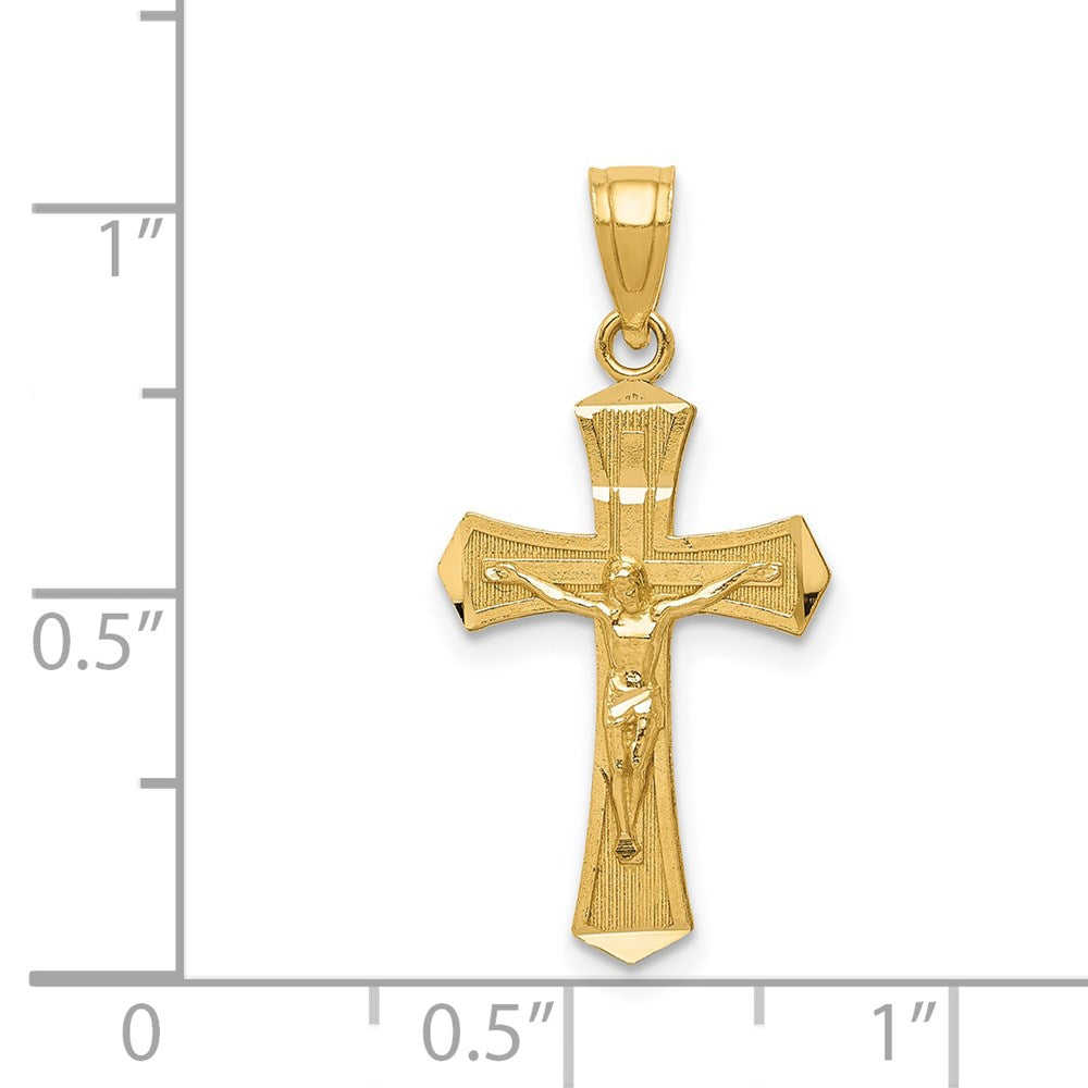 14K Gelbgold Diamantiert Kruzifix Anhänger