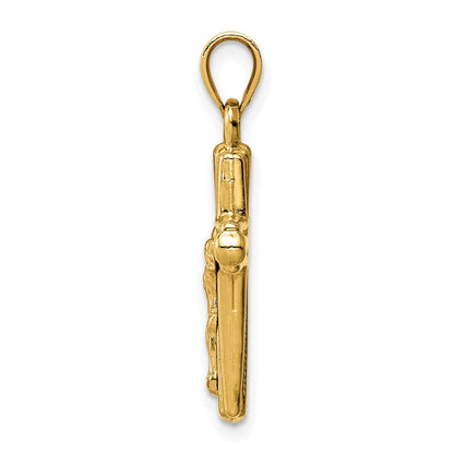14K Gelbgold Wendbar Kruzifix Anhänger
