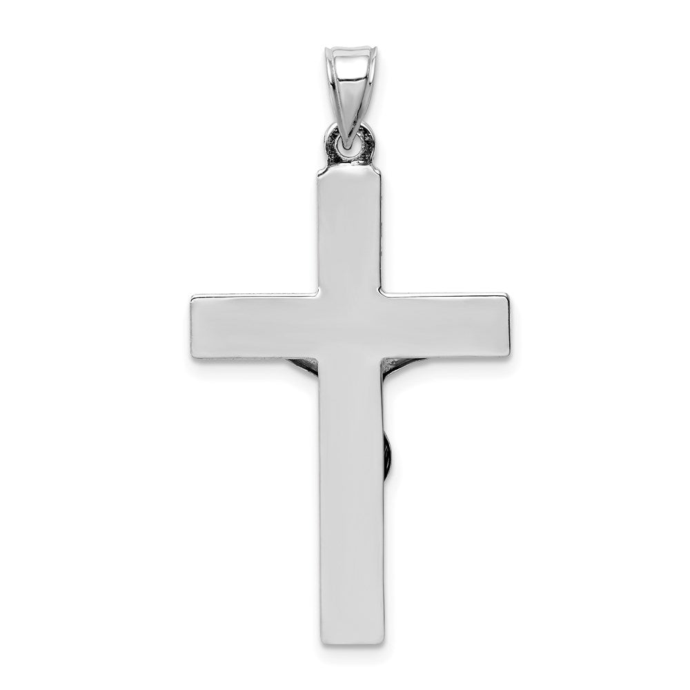 14K Weißgold Polierter Kruzifix-Anhänger