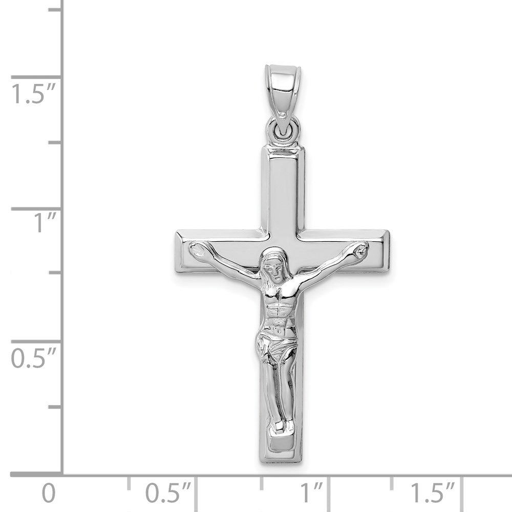 14K Weißgold Polierter Kruzifix-Anhänger