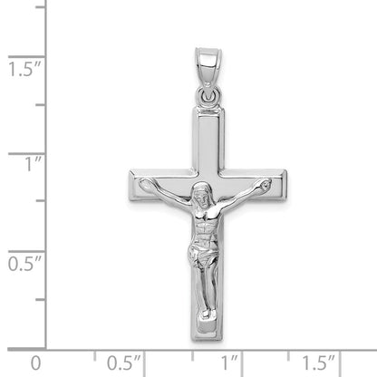 14K Weißgold Polierter Kruzifix-Anhänger