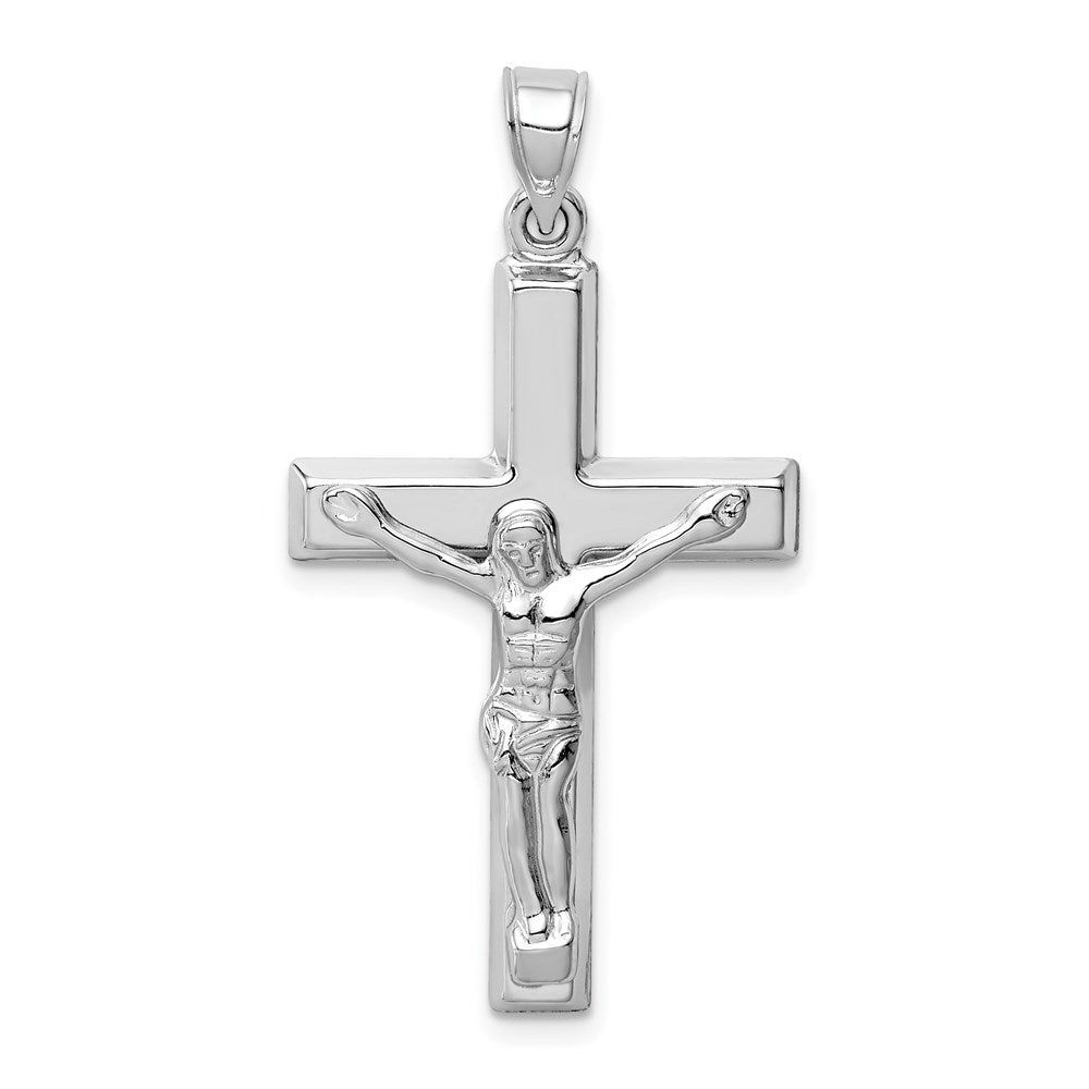 14K Weißgold Polierter Kruzifix-Anhänger
