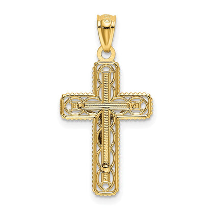 14K Bicolor Poliert Kruzifix Anhänger