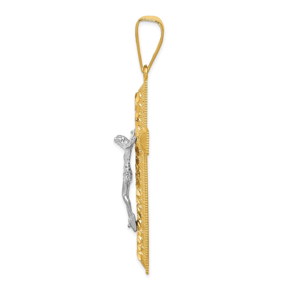 14K Bicolor Gold Diamantgeschliffener Kruzifix-Anhänger