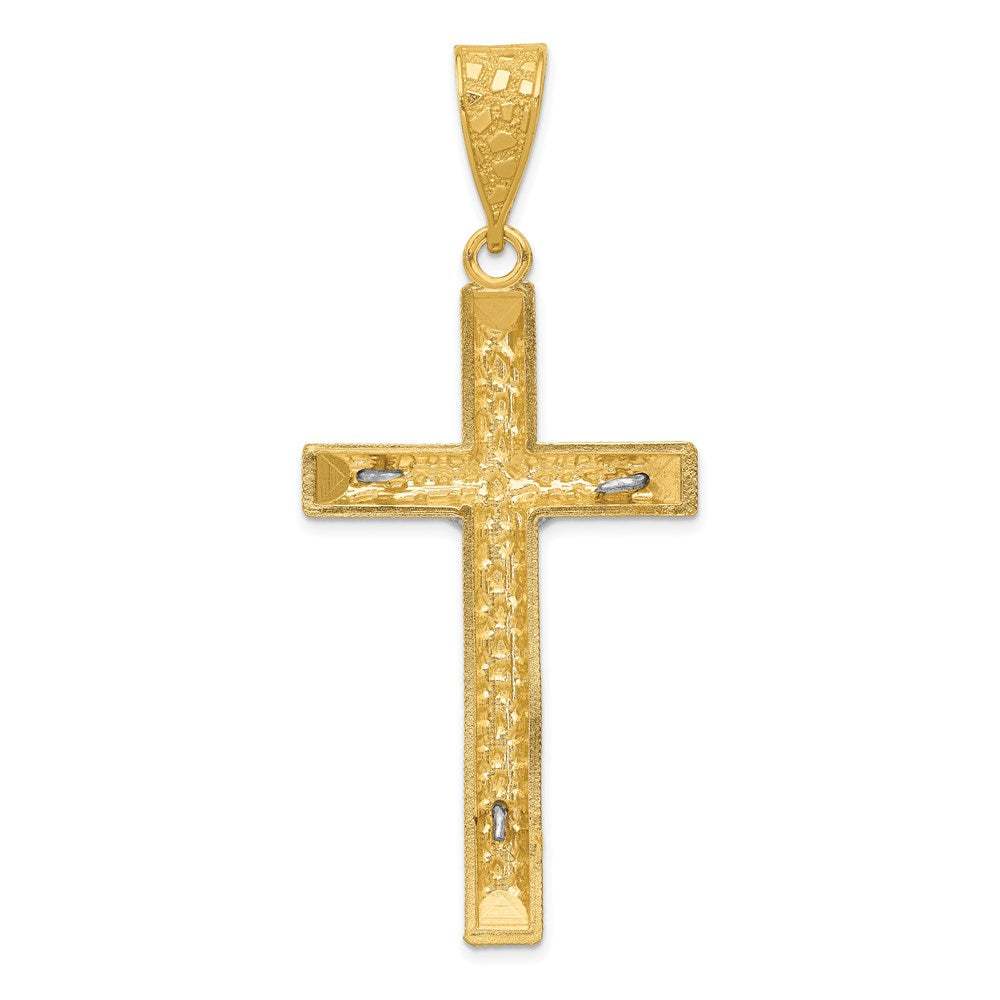 14K Bicolor-Gold Kruzifix-Anhänger, diamantiert