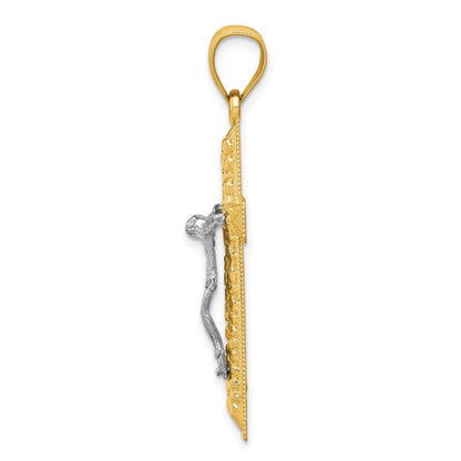 14K Bicolor Gold Diamantgeschliffener Kruzifix-Anhänger