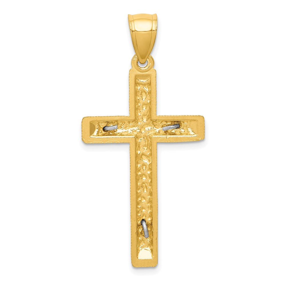 14K Bicolor Gold Diamantgeschliffener Kruzifix-Anhänger