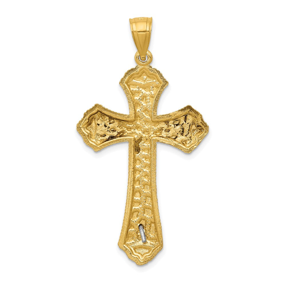 14K Bicolor Gold Diamant-geschliffener Passions-Kruzifix-Anhänger