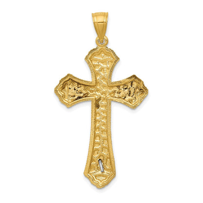 14K Bicolor Gold Diamant-geschliffener Passions-Kruzifix-Anhänger