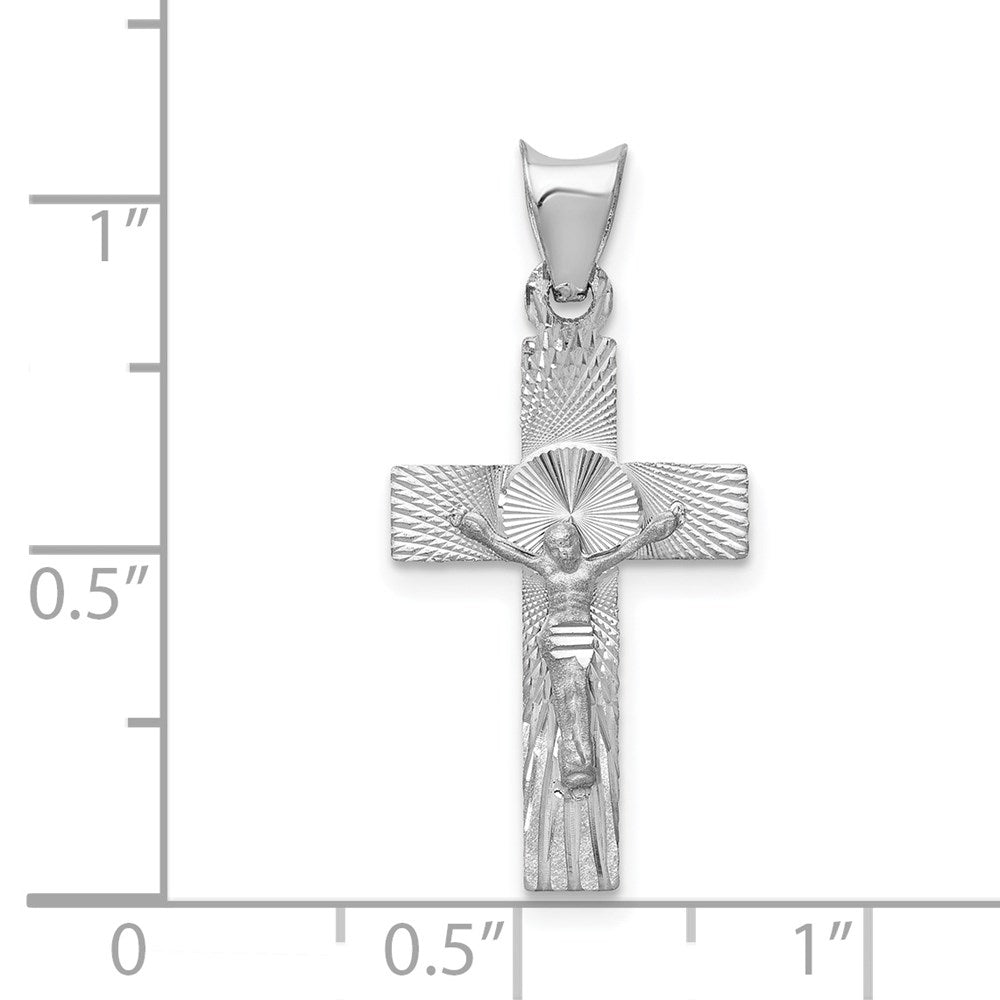 14K Weißgold Kruzifix Anhänger