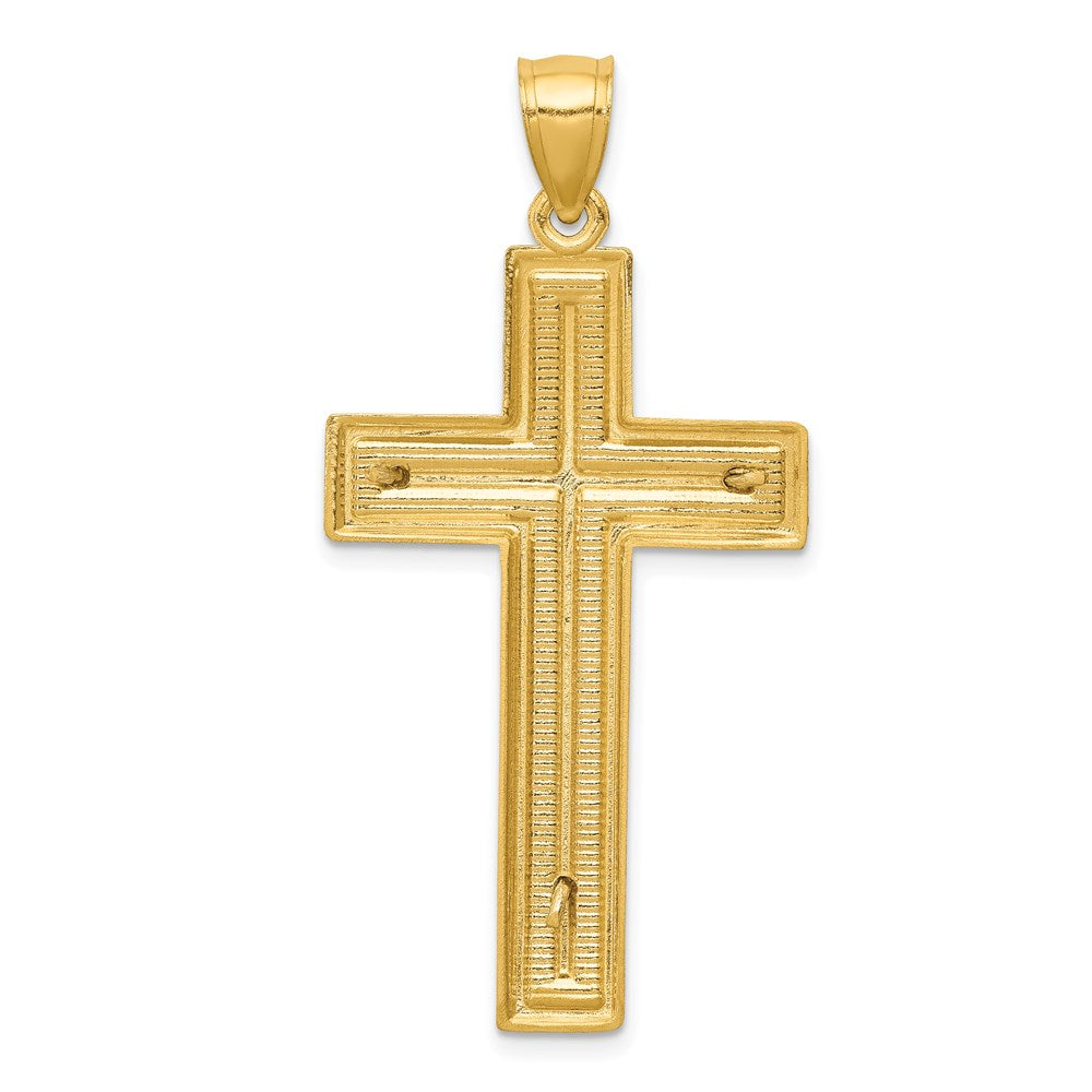 14K Bicolor-Gold Diamantierter Lateinischer Kruzifix-Anhänger