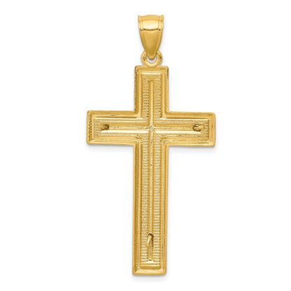 14K Bicolor-Gold Diamantierter Lateinischer Kruzifix-Anhänger