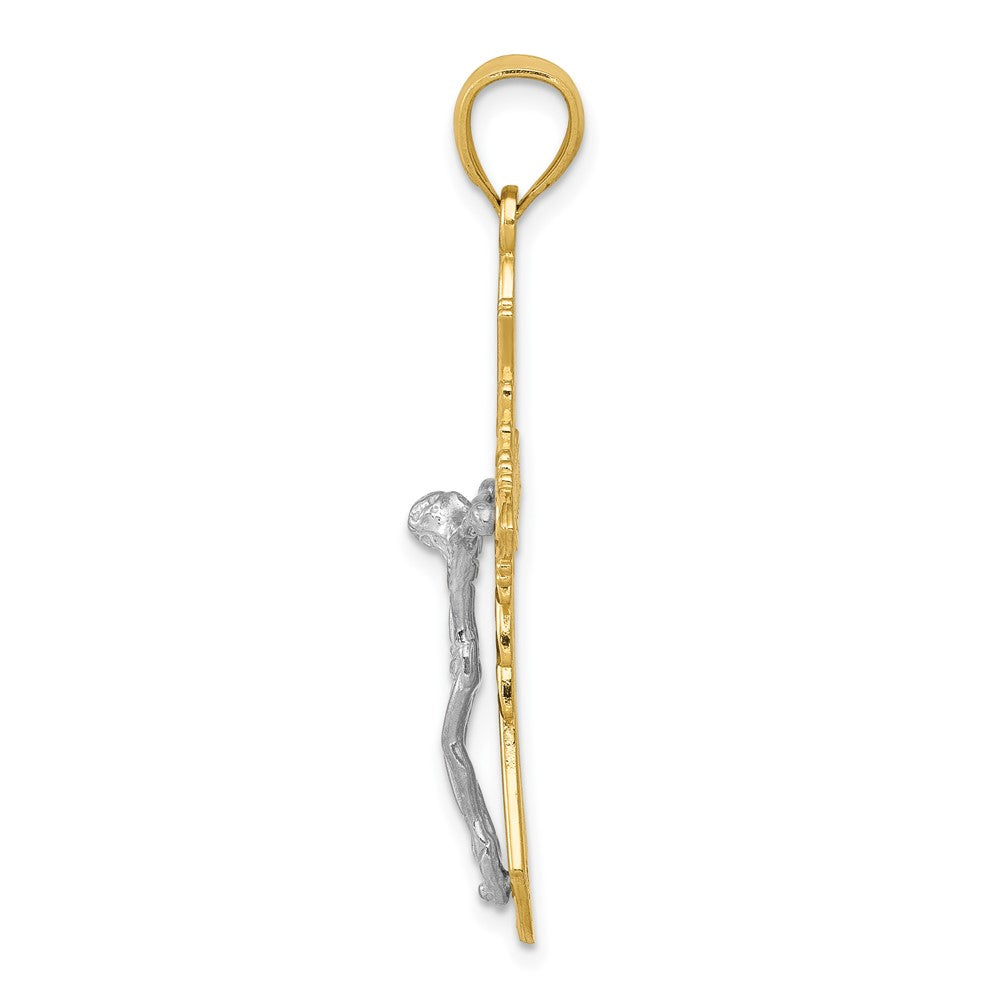 14K Bicolor Gold Poliert Kruzifix-Anhänger
