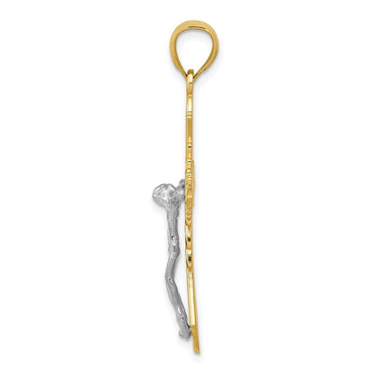 14K Bicolor Gold Poliert Kruzifix-Anhänger