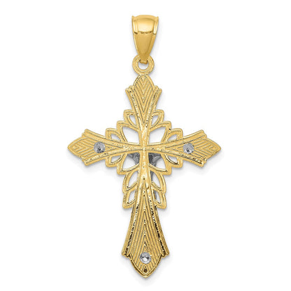 14K Bicolor Gold Poliert Kruzifix-Anhänger