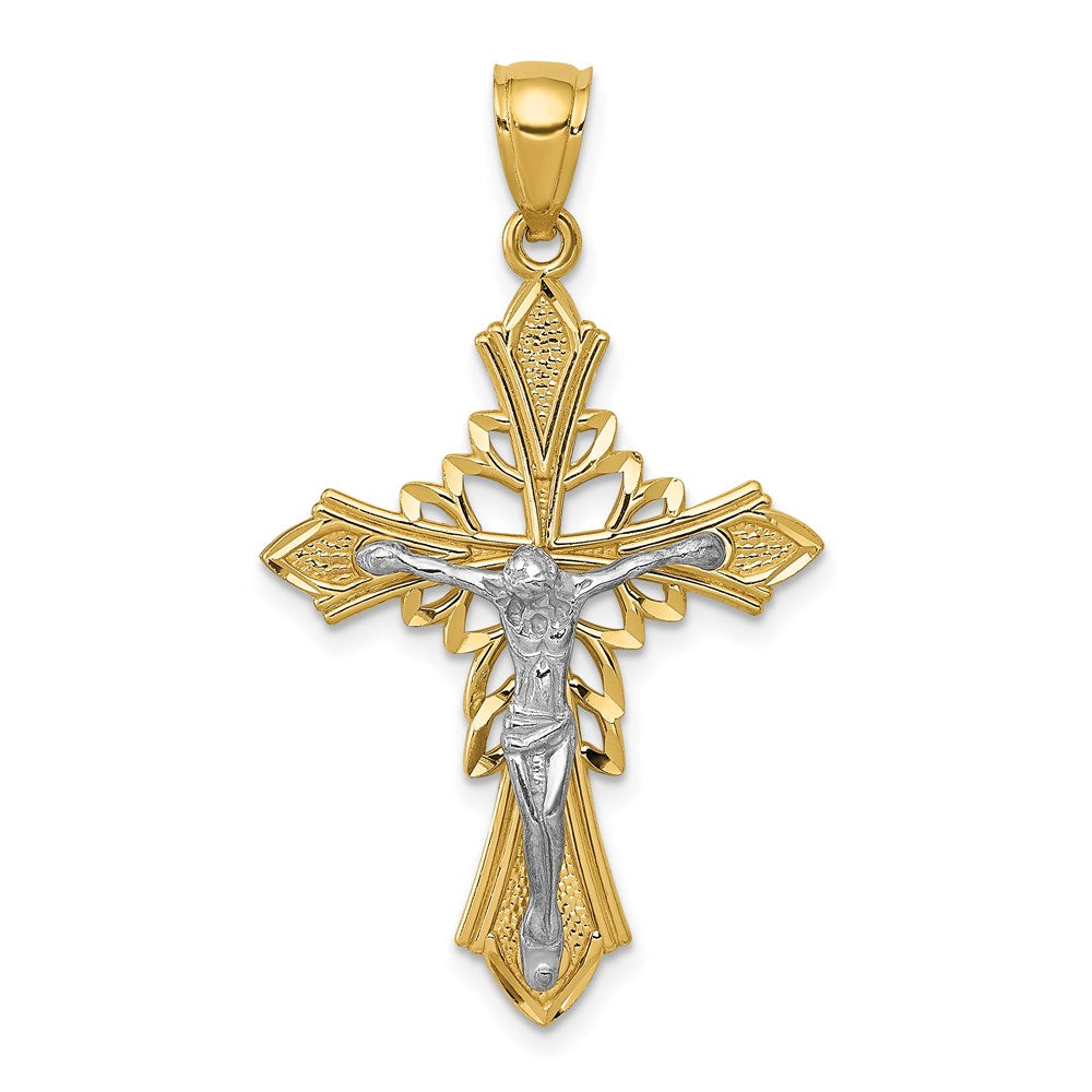 14K Bicolor Gold Poliert Kruzifix-Anhänger