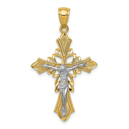 14K Bicolor Gold Poliert Kruzifix-Anhänger
