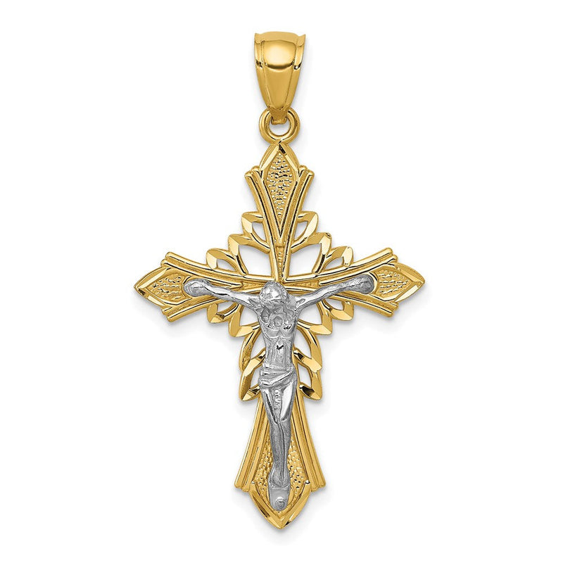 14K Bicolor Gold Poliert Kruzifix-Anhänger
