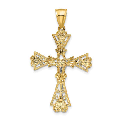 14K Zweifarbiges Gold Diamantierter Kruzifix-Anhänger