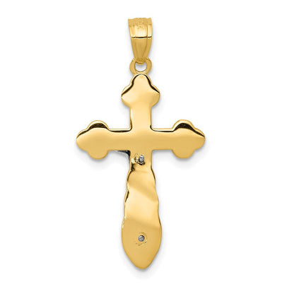 14K Bicolor-Gold Budded-Kreuz-Anhänger mit Kruzifix