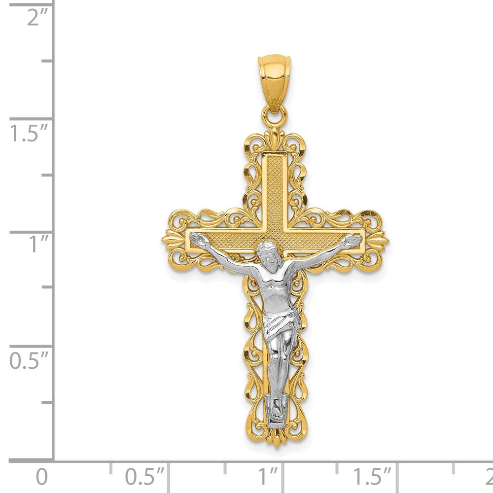 14K Bicolor-Gold Kruzifix-Anhänger