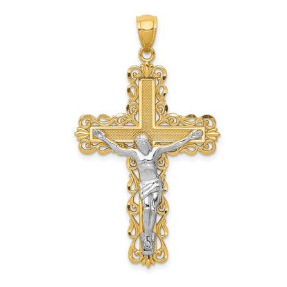 14K Bicolor-Gold Kruzifix-Anhänger