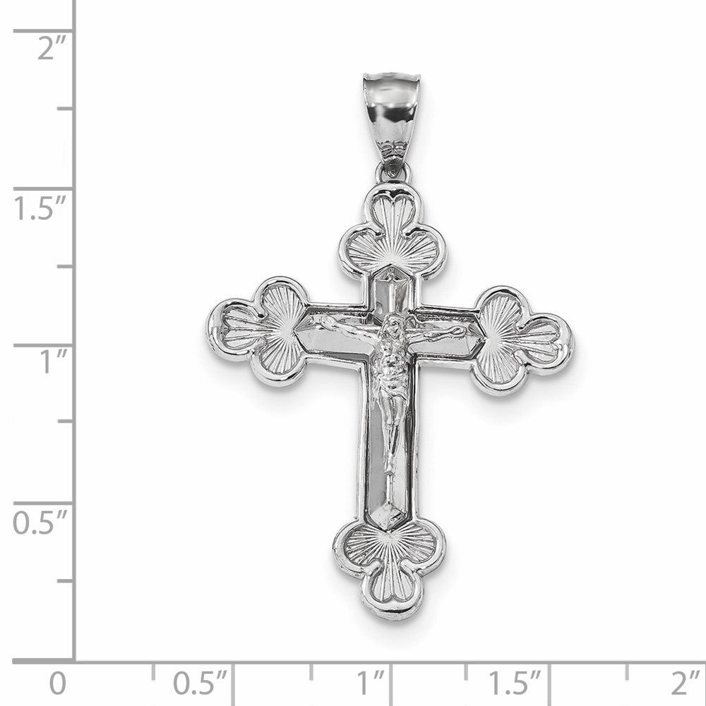 14K Weißgold Polierter Kruzifix-Anhänger