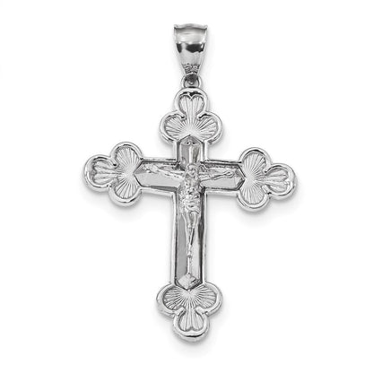 14K Weißgold Polierter Kruzifix-Anhänger