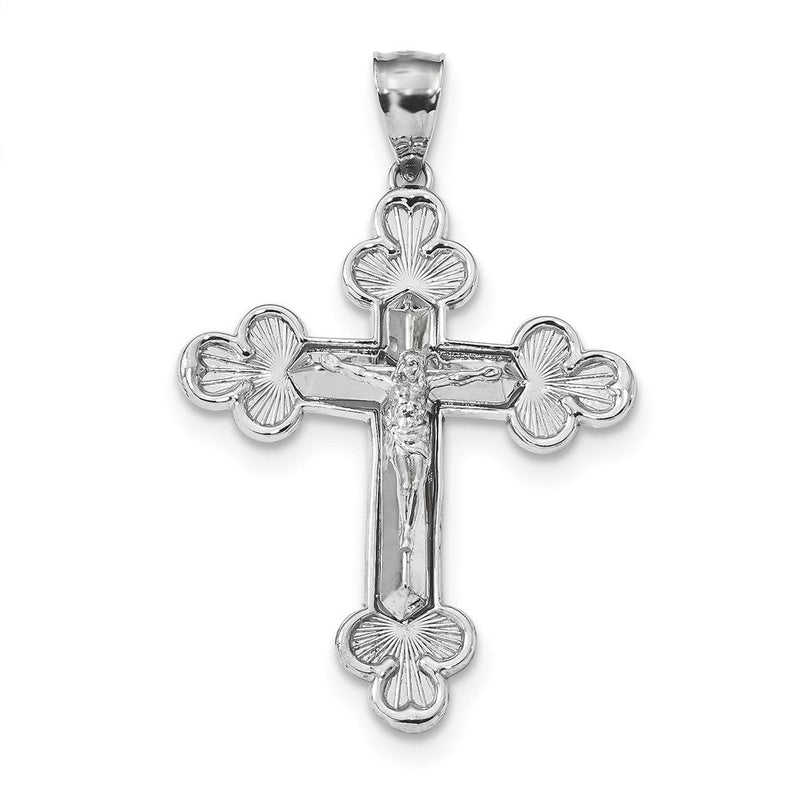 14K Weißgold Polierter Kruzifix-Anhänger