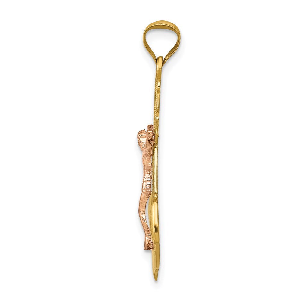 14K Tricolor-Gold Anker-Kruzifix-Anhänger