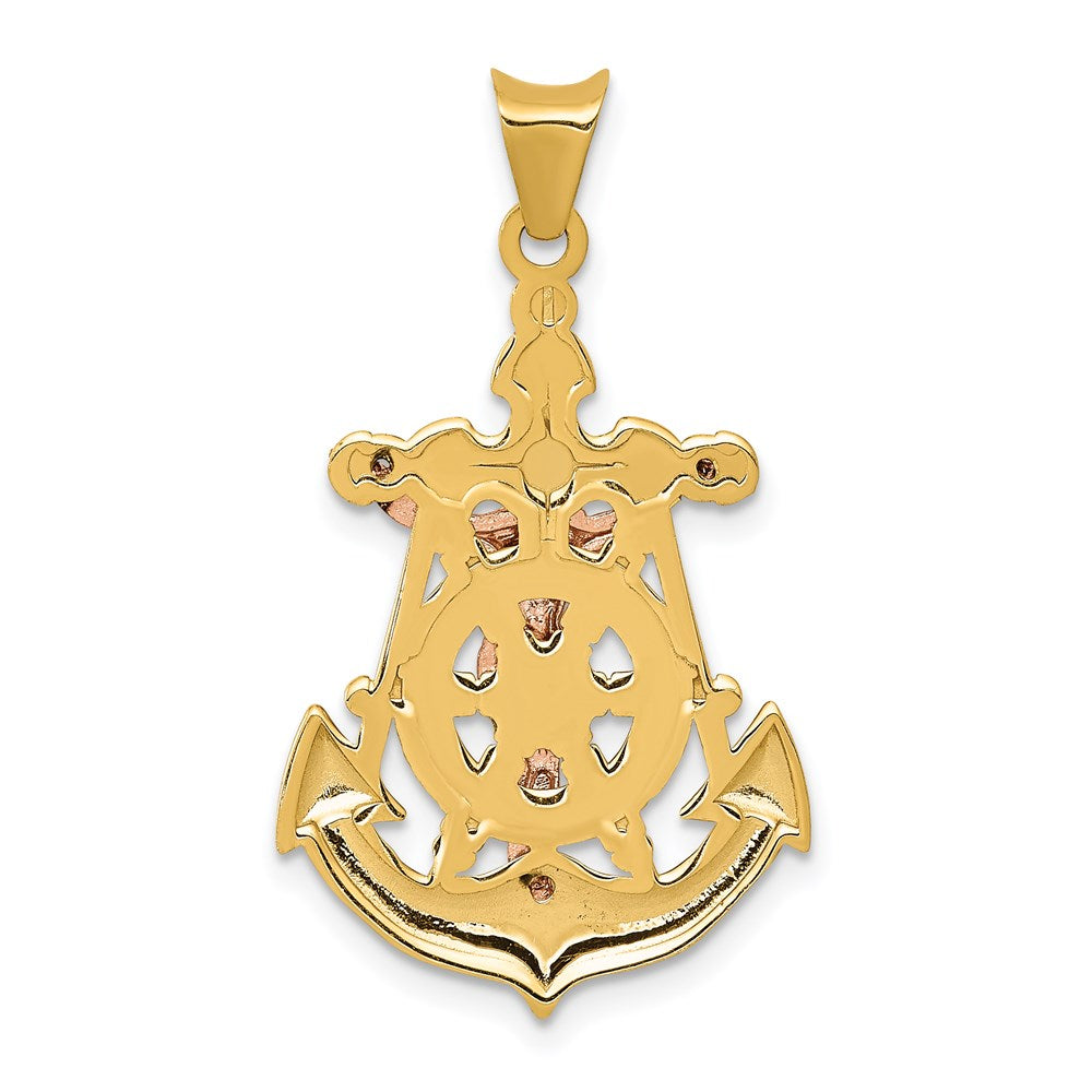 14K Tricolor-Gold Anker-Kruzifix-Anhänger