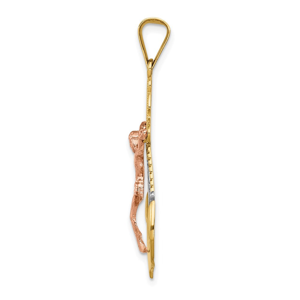 14K Tricolor Gold Mariner-Kreuz-Anhänger