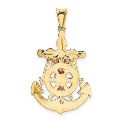 14K Tricolor Gold Mariner-Kreuz-Anhänger