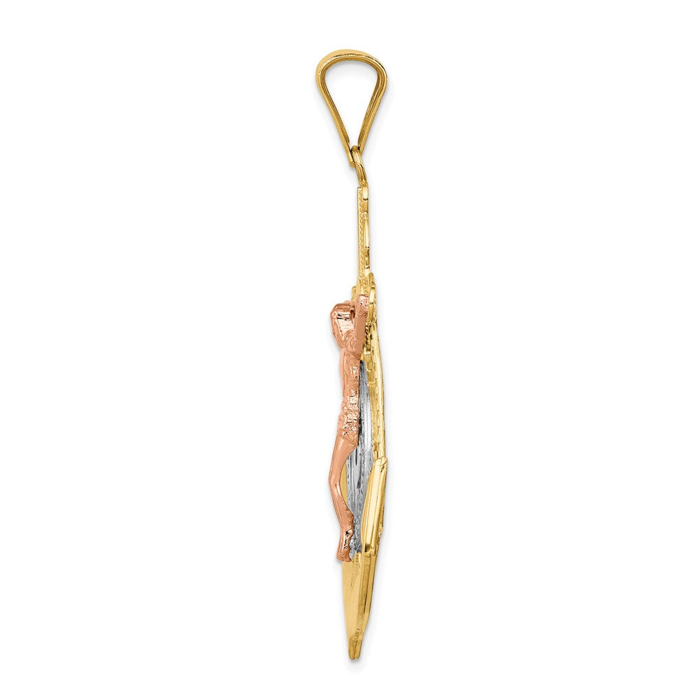 14K Tricolor-Gold Anker-Kruzifix-Anhänger