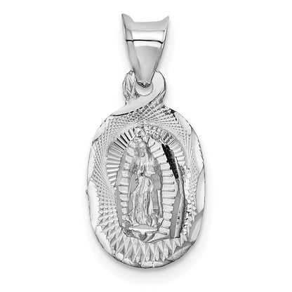 14K Weißgold Our Damen Of Guadalupe Halbmassiv Oval Anhänger