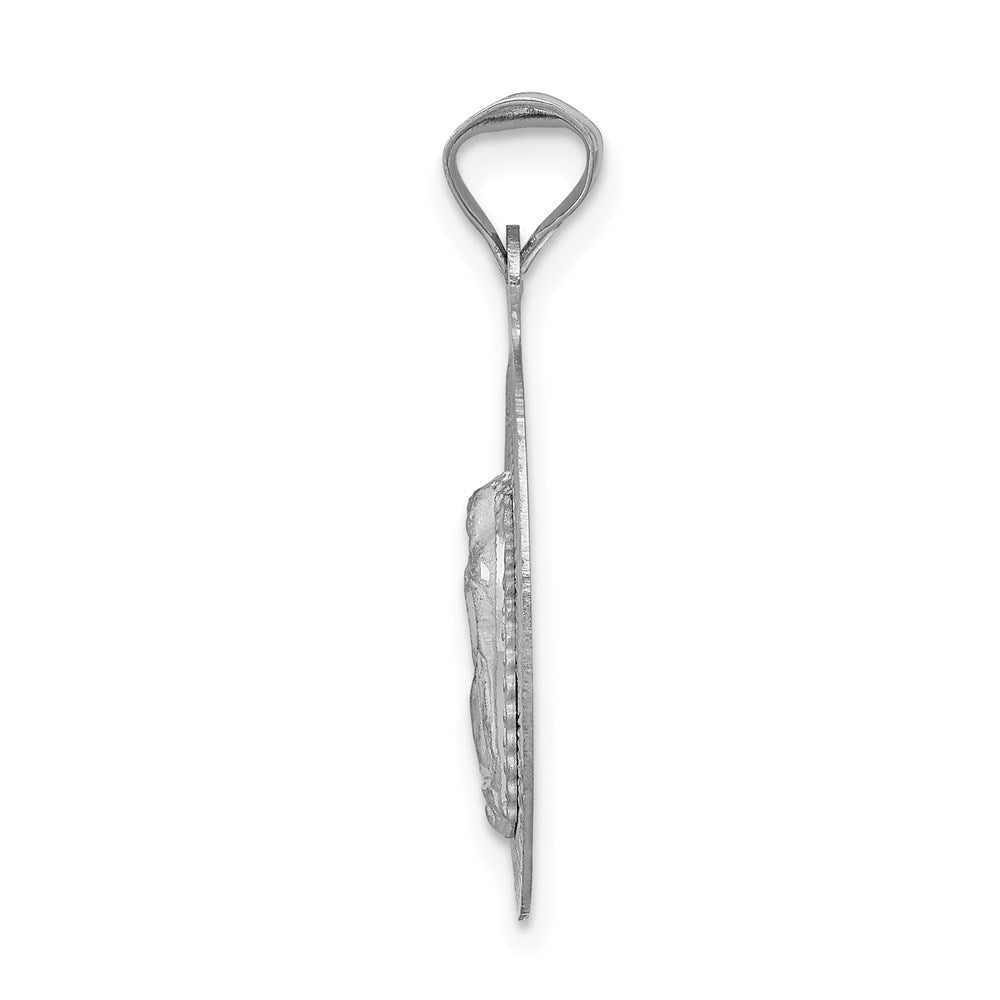 14K Weißgold Our Damen Of Guadalupe Halbmassiv Oval Anhänger
