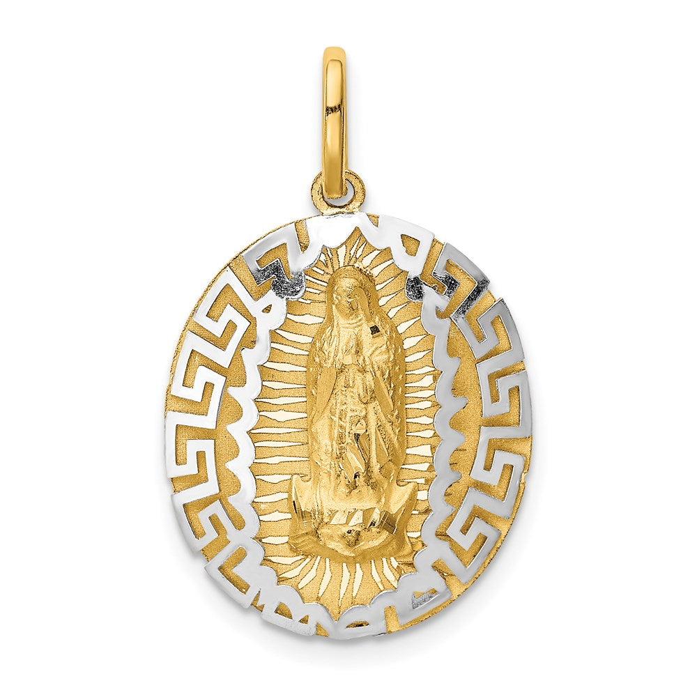 14K Bicolor-Gold Unsere Liebe Frau von Guadalupe Halbmassiv-Anhänger